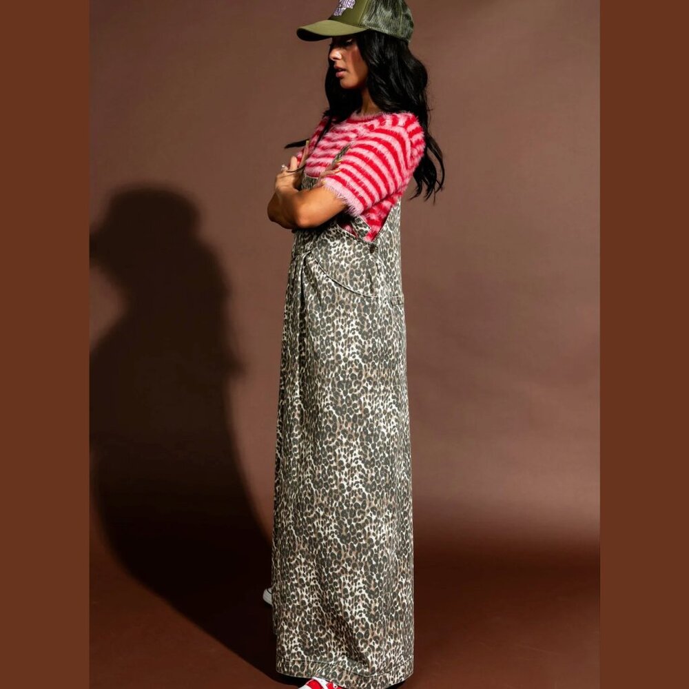 Dressed in LALA Leopard Overalls 🐆 Wide Leg Boho Festival XL - Picture 3 of 12